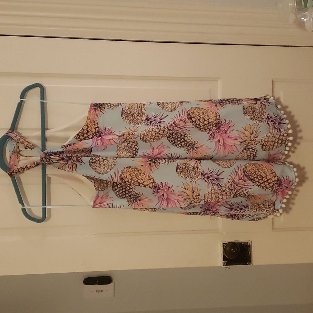High neck Hive & Honey pineapple dress sz S